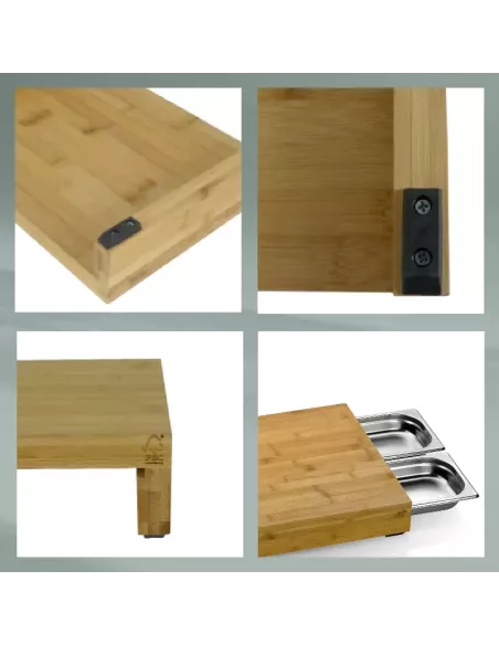 Planche à Découper avec 3 Bacs de Récupération en Inox – Modèle Kenina en Bambou