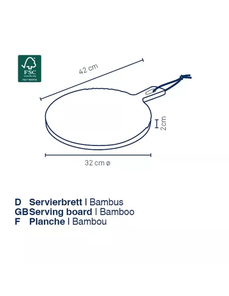 Planche de Service & Planche à Découper Cosma en Bambou – Ø 32 cm