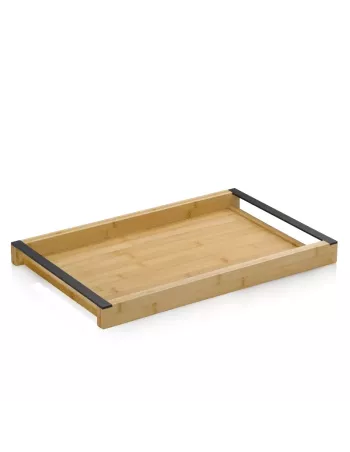 Plateau Kiril de kela en bambou et métal noir petit format