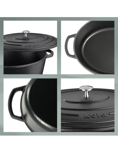 Cocotte en Fonte Calido Ovale Noire – 6 L – Tous feux - Jusqu’à 300°C