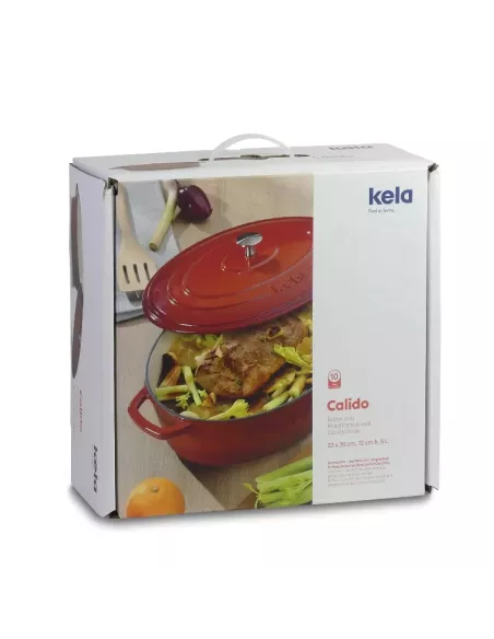 Cocotte en Fonte Emaillée Calido Ovale Rouge – 6 L – Tous feux - Jusqu’à 300°C