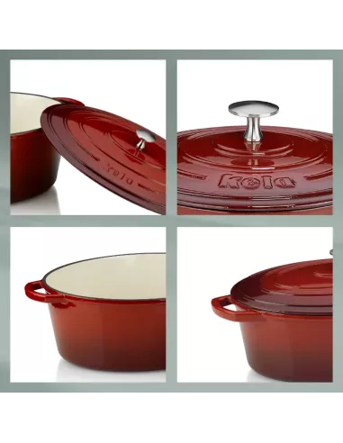 Cocotte en Fonte Emaillée Calido Ovale Rouge – 6 L – Tous feux - Jusqu’à 300°C