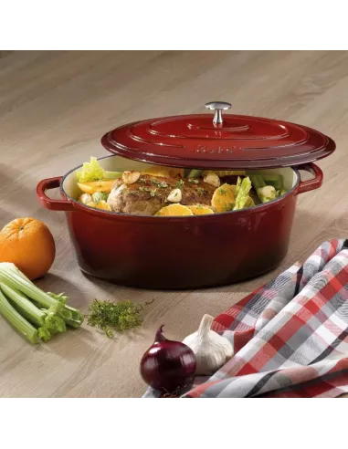 Cocotte en Fonte Emaillée Calido Ovale Rouge – 6 L – Tous feux - Jusqu’à 300°C