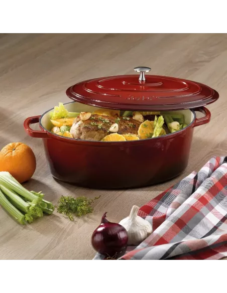 Cocotte en Fonte Emaillée Calido Ovale Rouge – 6 L – Tous feux - Jusqu’à 300°C