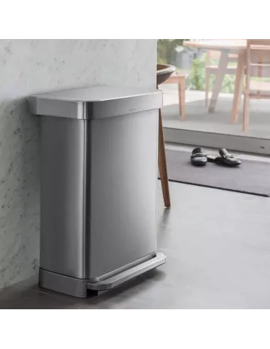 Poubelle Design à Pédale Rectangulaire 45L Inox Brossé - Simplehuman