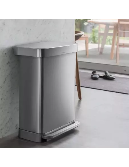 Poubelle Design à Pédale Rectangulaire 45L Inox Brossé - Simplehuman