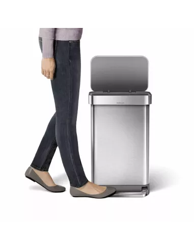Poubelle Design à Pédale Rectangulaire 45L Inox Brossé - Simplehuman