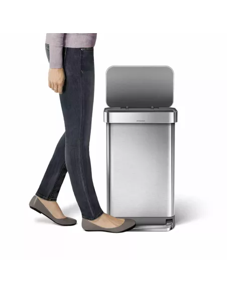 Poubelle Design à Pédale Rectangulaire 45L Inox Brossé - Simplehuman