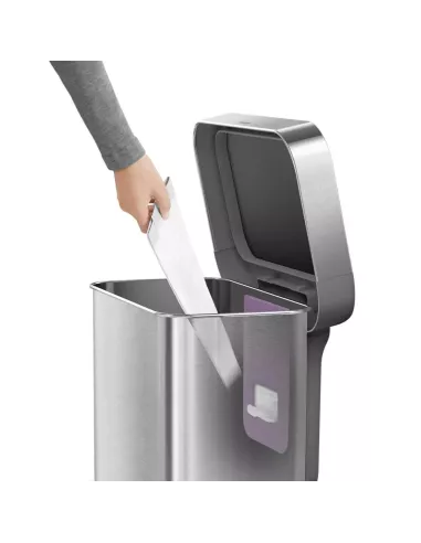 Poubelle Design à Pédale Rectangulaire 45L Inox Brossé - Simplehuman