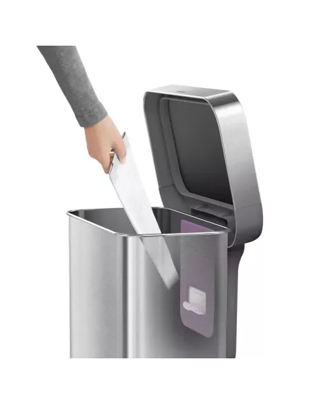 Poubelle Design à Pédale Rectangulaire 45L Inox Brossé - Simplehuman
