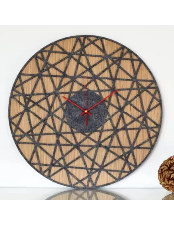 Horloge bois de chêne et feutre gris