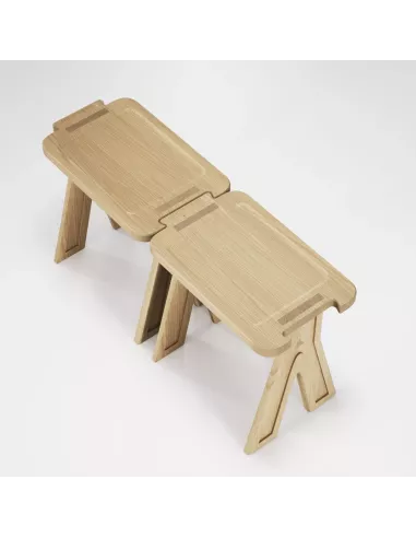 Tabouret en Chêne massif Multibanqueta - Fait main - Wewood
