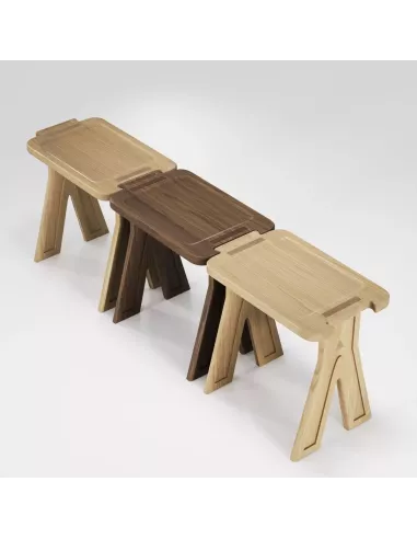 Tabouret en Noyer massif Multibanqueta - Fait main - Wewood