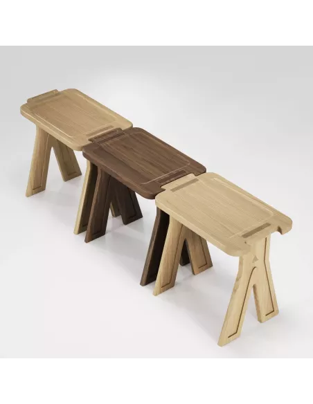 Tabouret en Noyer massif Multibanqueta - Fait main - Wewood