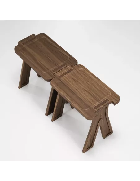 Tabouret en Noyer massif Multibanqueta - Fait main - Wewood