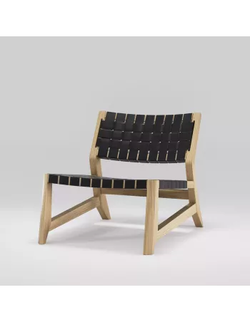 Fauteuil Odhin très haut de gamme fait main bis de chêne massif et cuir de la marque Wewood