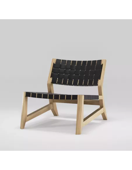 Fauteuil Odhin très haut de gamme fait main bis de chêne massif et cuir de la marque Wewood
