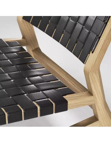 Fauteuil en chêne Massif et Cuir - Odhin - Fait main - Wewood