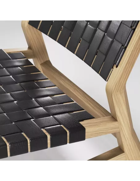 Fauteuil en chêne Massif et Cuir - Odhin - Fait main - Wewood