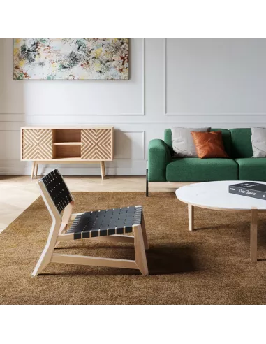 Fauteuil en chêne Massif et Cuir - Odhin - Fait main - Wewood