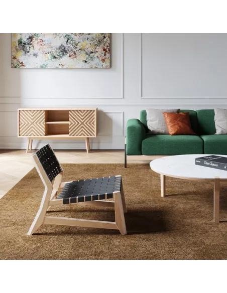 Fauteuil en chêne Massif et Cuir - Odhin - Fait main - Wewood