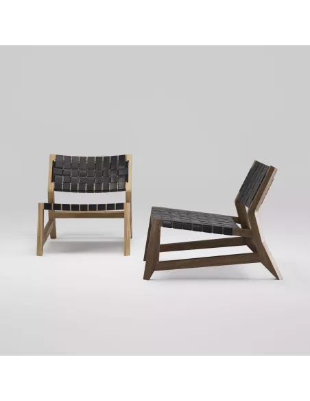 Fauteuil en chêne Massif et Cuir - Odhin - Fait main - Wewood
