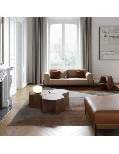 Table basse, chevet Hexa - Noyer massif - Fait main
