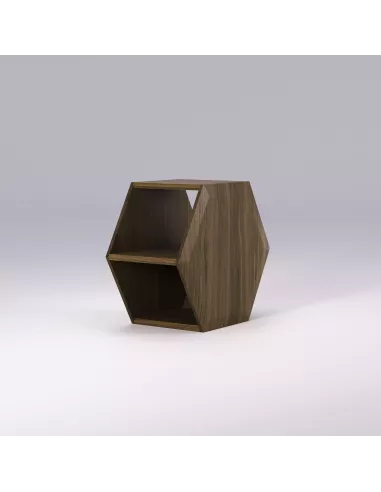 Table basse, chevet Hexa - Noyer massif - Fait main