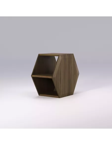 Table basse, chevet Hexa - Noyer massif - Fait main