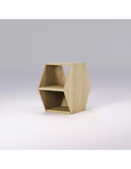 Table basse, chevet Hexa - Chêne massif - Fait main