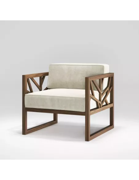 Fauteuil Noyer Massif Tree  - Fait main - Différentes options de tissus -  Wewood