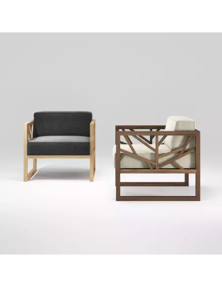 Fauteuil Noyer Massif Tree  - Fait main - Différentes options de tissus -  Wewood