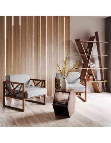 Fauteuil Noyer Massif Tree  - Fait main - Différentes options de tissus -  Wewood