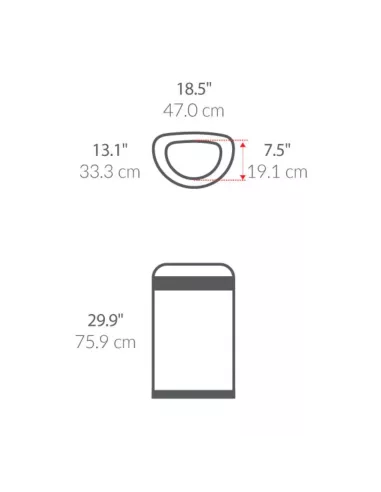 Poubelle de Bureau Demi Lune 60L Ouverte - Simplehuman