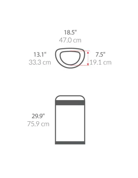 Poubelle de Bureau Demi Lune 60L Ouverte - Simplehuman