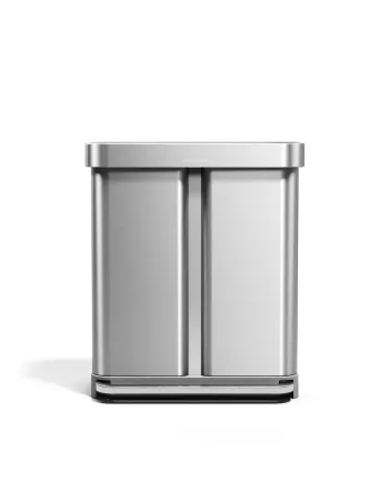 Poubelle Tri Sélectif à pédale - 2 Bacs - 58L - Inox Brossé