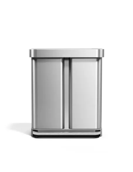 Poubelle Tri Sélectif à pédale - 2 Bacs - 58L - Inox Brossé