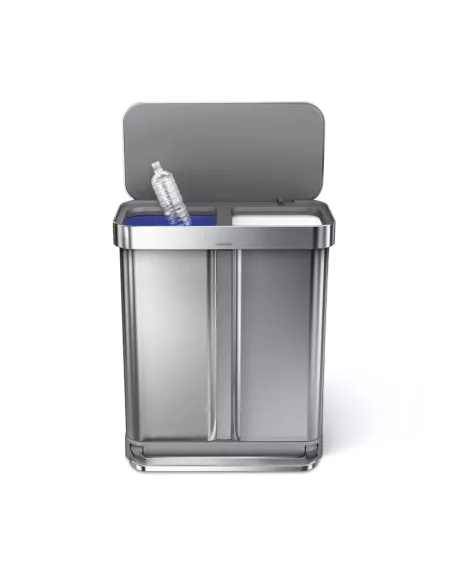 Poubelle Tri Sélectif à pédale - 2 Bacs - 58L - Inox Brossé
