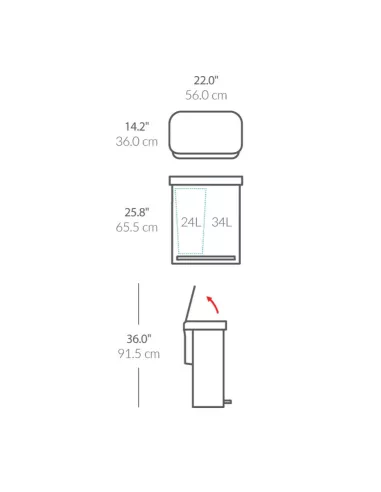 Poubelle Tri Sélectif à pédale - 2 Bacs - 58L - Inox Brossé