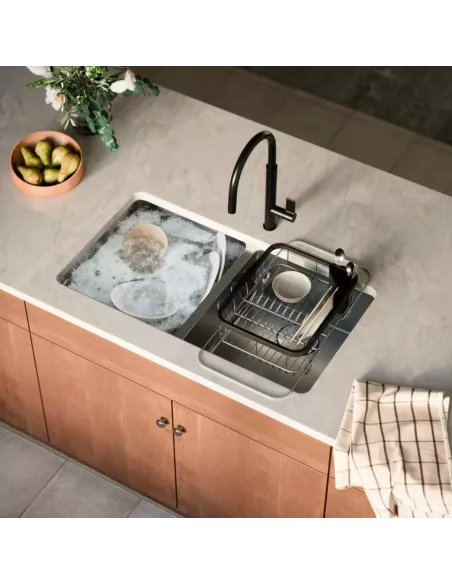 Egouttoir Vaisselle multi usage et Extensible - Sinkin - Nickel et Noir