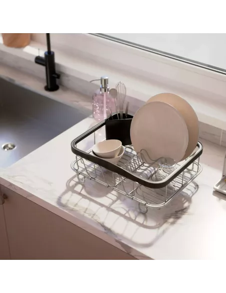 Egouttoir Vaisselle multi usage et Extensible - Sinkin - Nickel et Noir