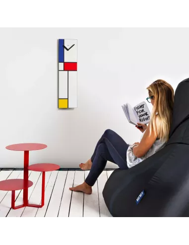 Horloge Murale Design Style Piet Mondrian – Création Renzo Schiratti – Fabriquée en Italie