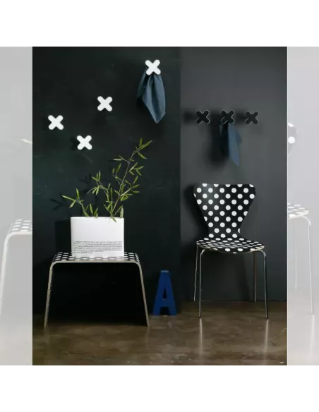 Patère Murale Design Art-Up XXX – En Forme de X, Fabriquée en Italie - Coloris Blanc