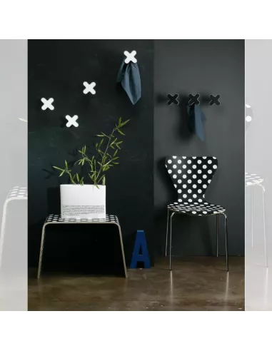 Patère Murale Design Art-Up XXX – En Forme de X, Fabriquée en Italie - Coloris Noir