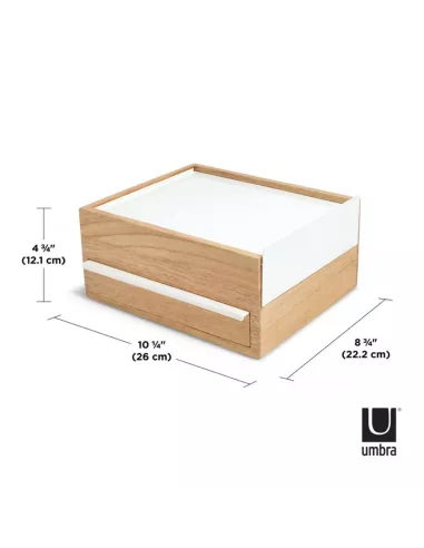Boîte à Bijoux Stowit Box - Métal Blanc et Bois naturel
