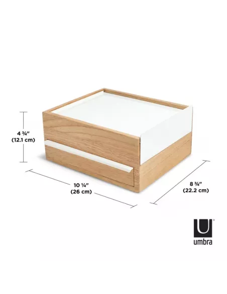 Boîte à Bijoux Stowit Box - Métal Blanc et Bois naturel
