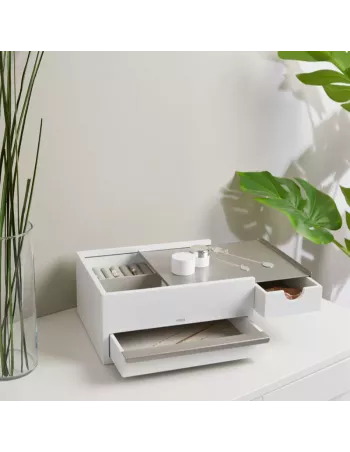 Umbra boite à bijoux grand format en bois Blanc et métal et gris Nickel 2