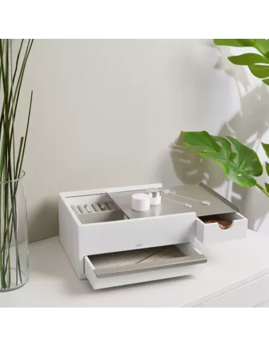 Boîte à Bijoux Stowit Box Bois Blanc et Nickel