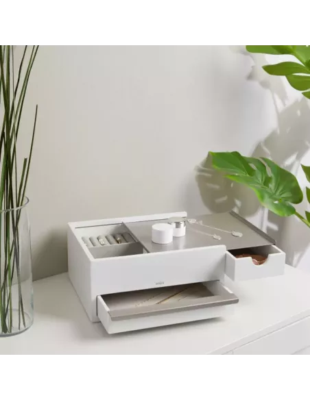 Boîte à Bijoux Stowit Box Bois Blanc et Nickel