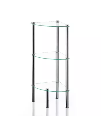 Etagère Salle de Bain d'Angle Ole avec 3 tablettes en verre